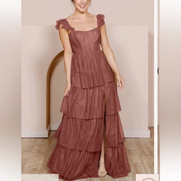 Revelry Tulle Poppy, Size 2, Cinnamon Rose - Picture 1 of 4